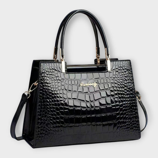 Croc-effect glossy handbag in five colors for women