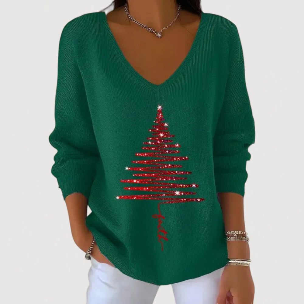 Festive knit top in six colors for women
