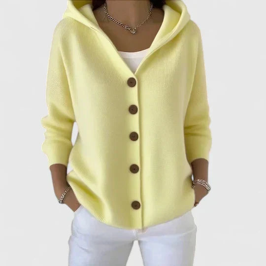 Knit cardigan for women in pink, beige, green and yellow