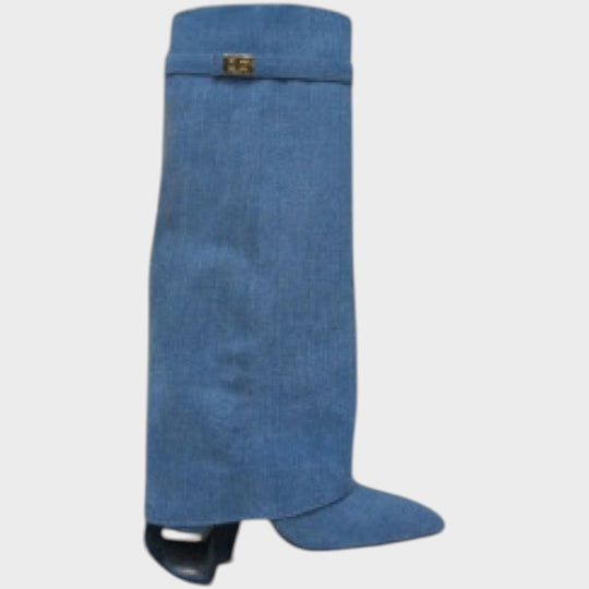 Sylvie | Fold Over Pointed Wedge Boots