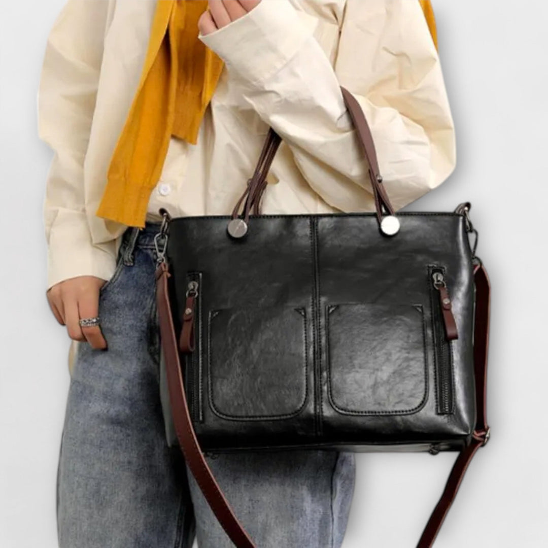 Elegant everyday bag in brown, black and gray for women