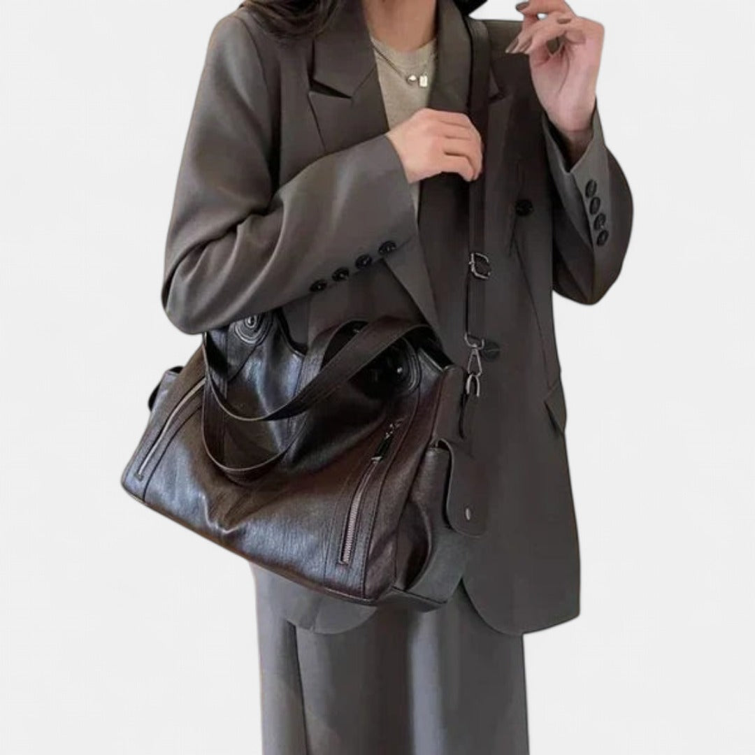 Noemie | Classic Three-Tone Leather Tote Bag