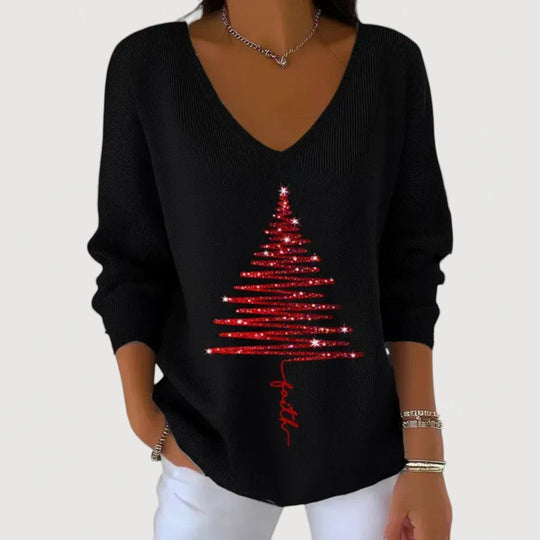Festive knit top in six colors for women