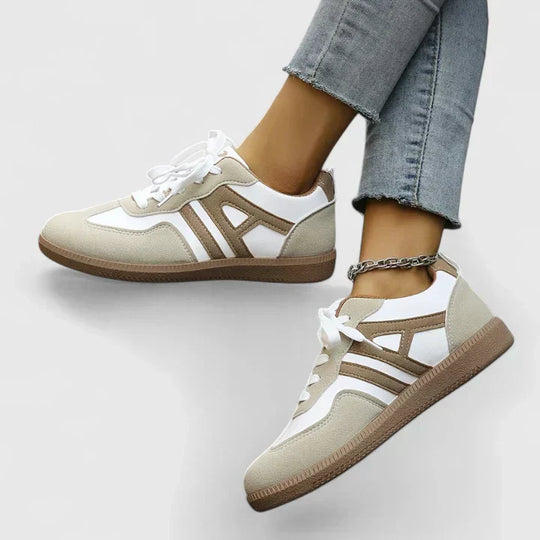 Comfort sneakers in khaki and white for women