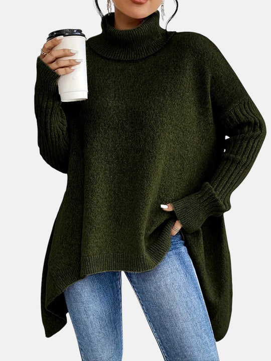 Longline roll neck sweater for women in five colors