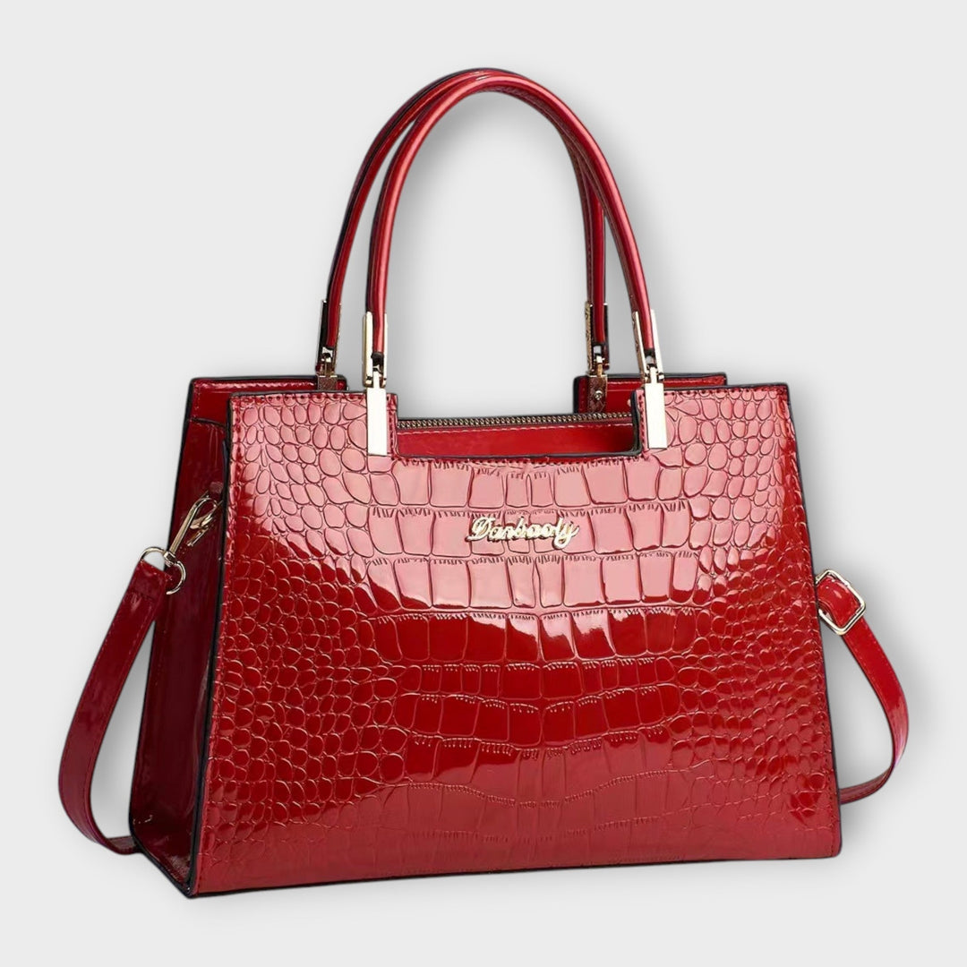 Croc-effect glossy handbag in five colors for women