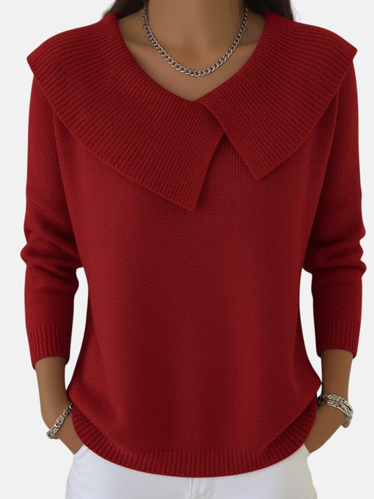 Collared knit sweater for women in seven colors