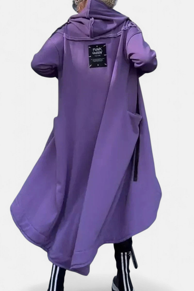 Long hooded zip jacket in six colors for women