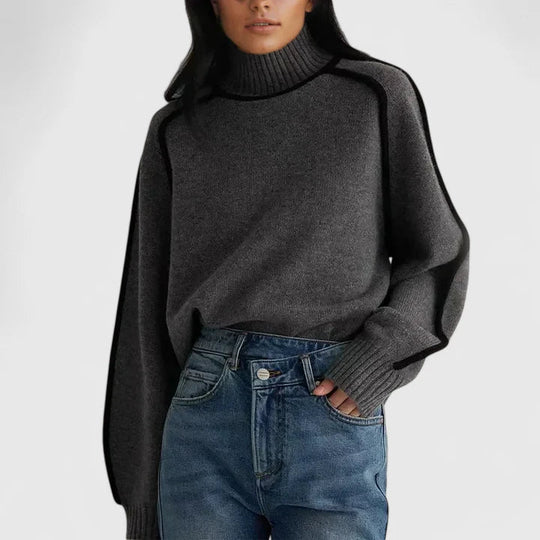 Knit sweater for women in brown or gray