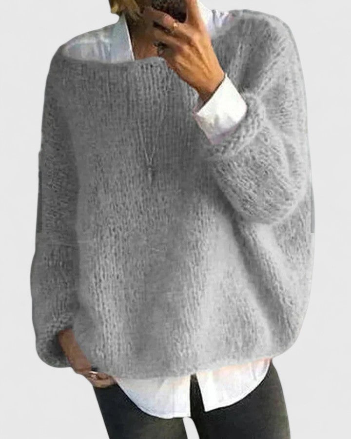 Soft sweater in pink, gray and green for women