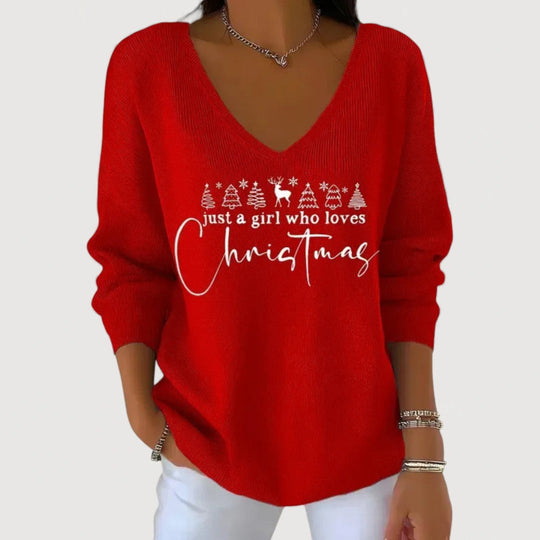 Festive knit top in six colors for women