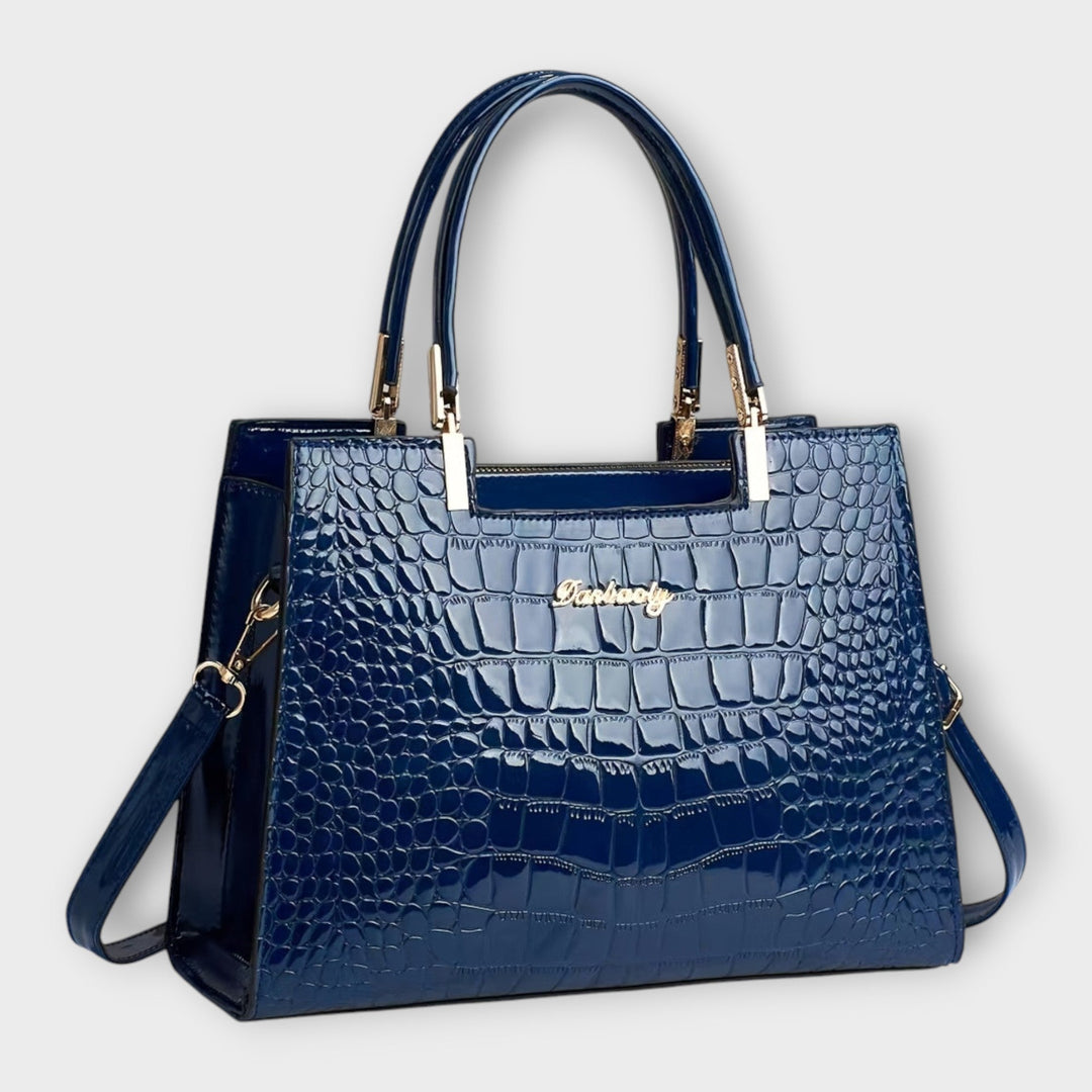 Croc-effect glossy handbag in five colors for women