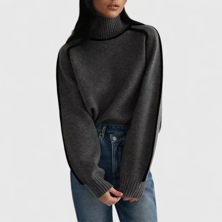 Knit sweater for women in brown or gray