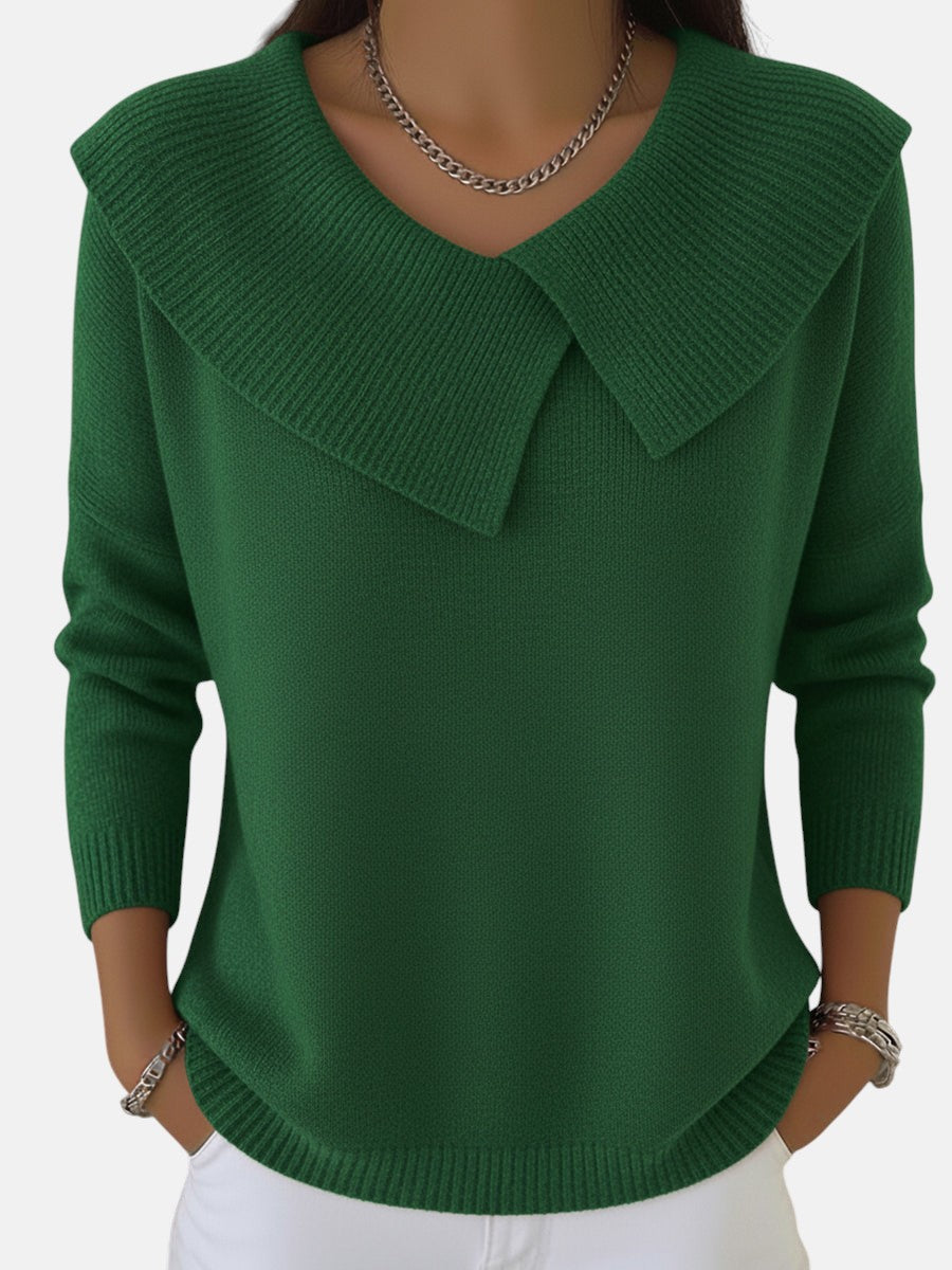 Collared knit sweater for women in seven colors