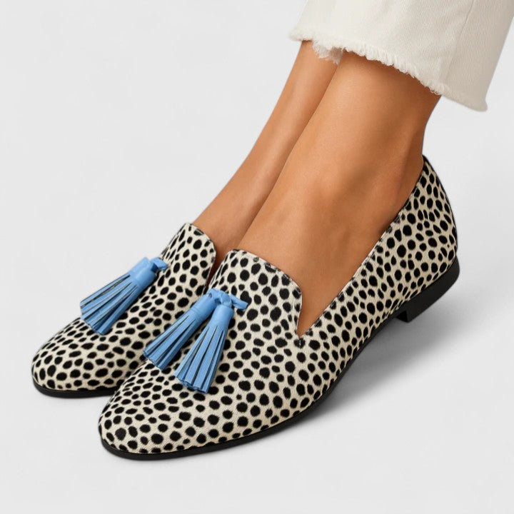 Black and white loafers for women