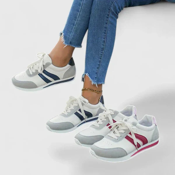 Comfort shoes in red and blue for women