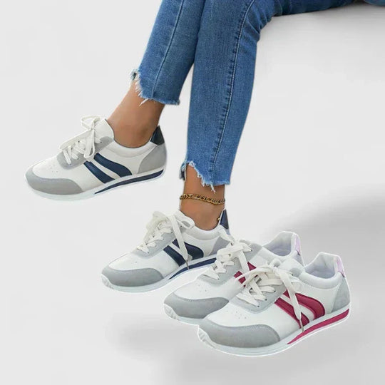 Comfort shoes in red and blue for women