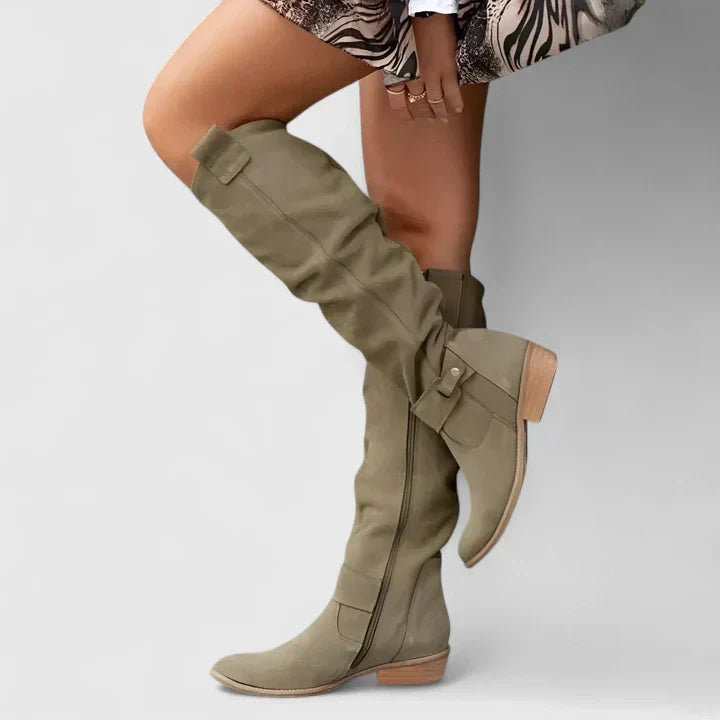 Comfort boots in beige, brown, dark green and black for women