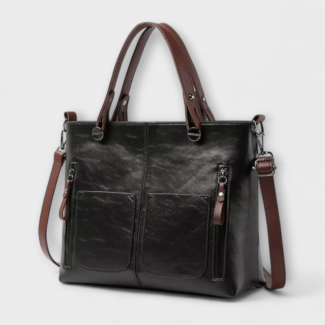 Elegant everyday bag in brown, black and gray for women