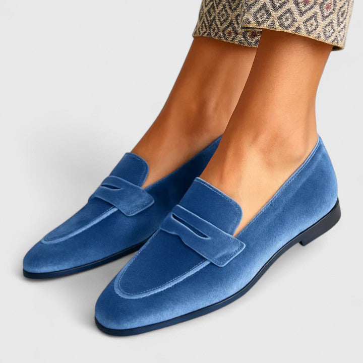 Blue loafers for women