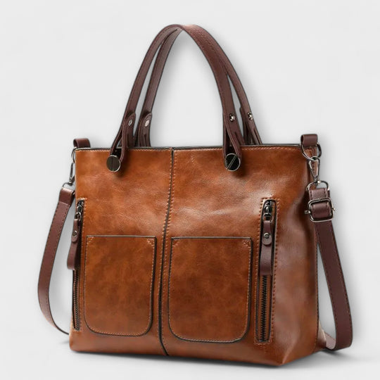 Elegant everyday bag in brown, black and gray for women
