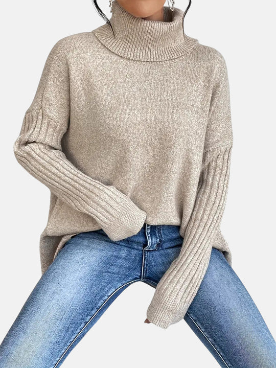 Longline roll neck sweater for women in five colors