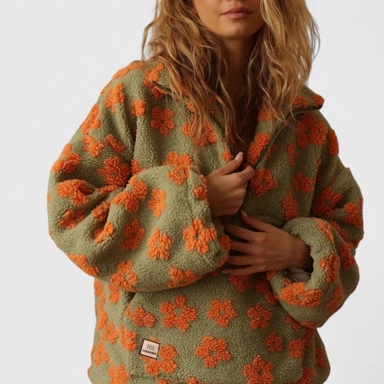 Bright sweater in yellow, pink and orange for women