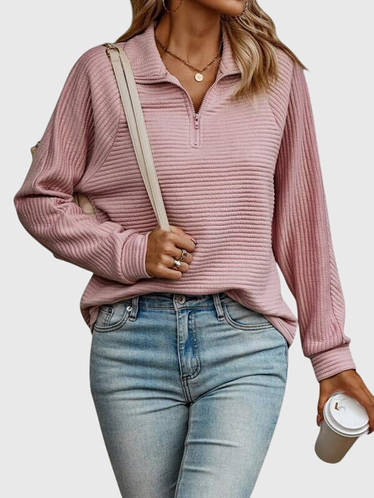 Zip-front sweater in six colors for women