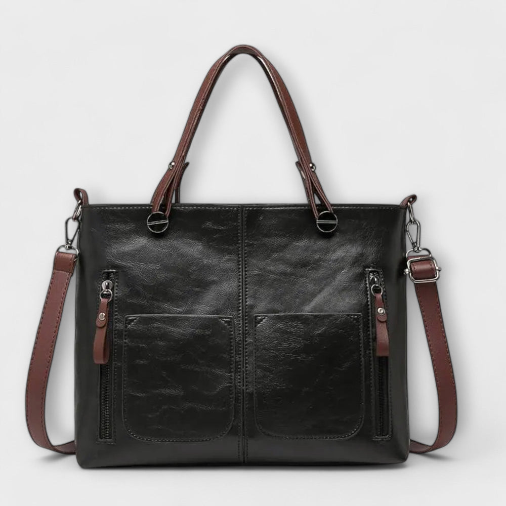 Elegant everyday bag in brown, black and gray for women
