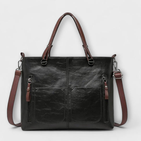 Elegant everyday bag in brown, black and gray for women
