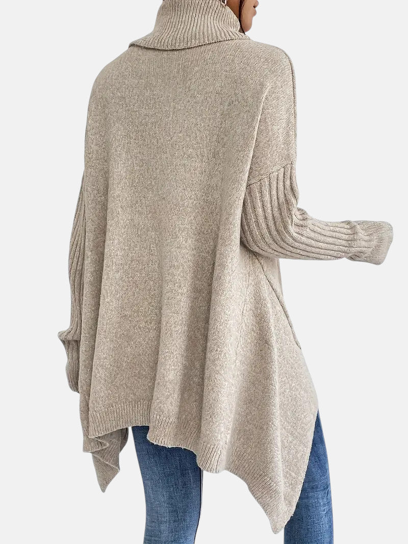 Longline roll neck sweater for women in five colors