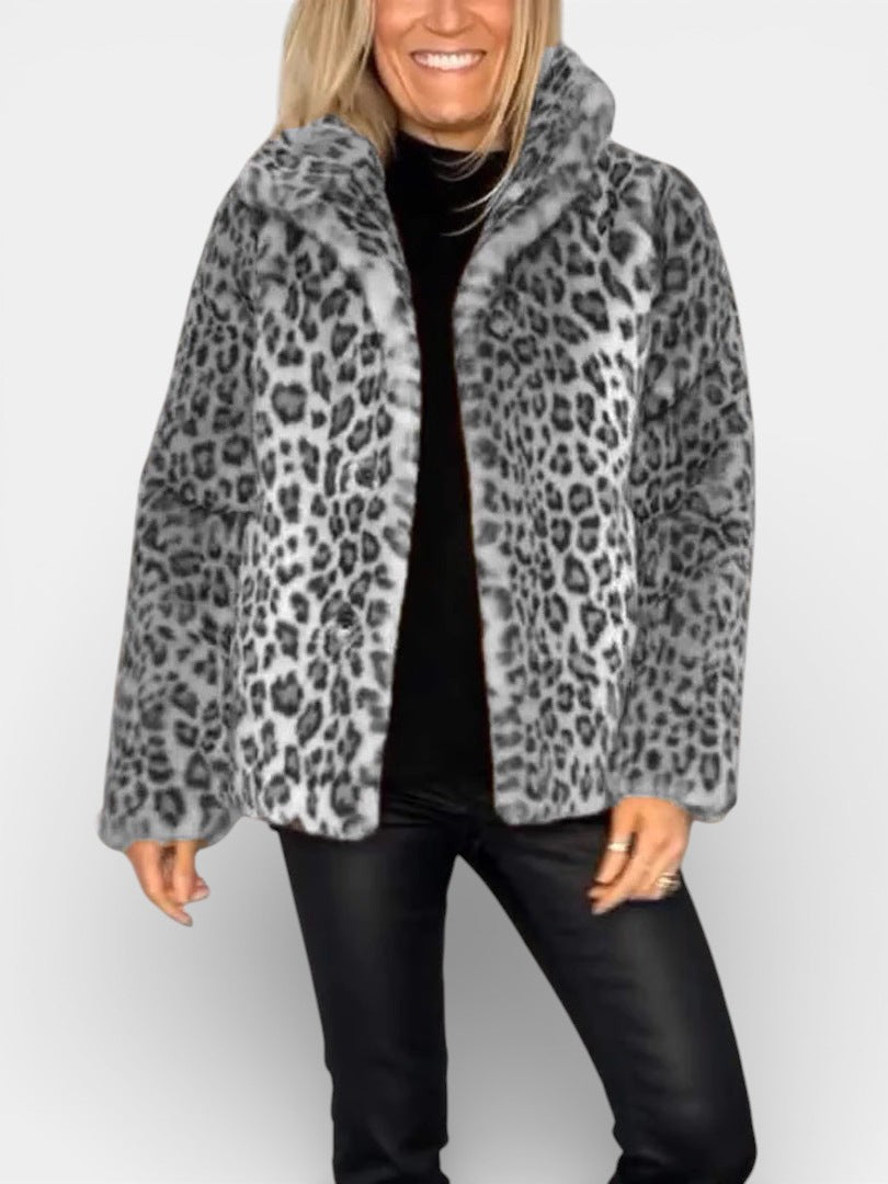 Leopard print coat for women in four colors
