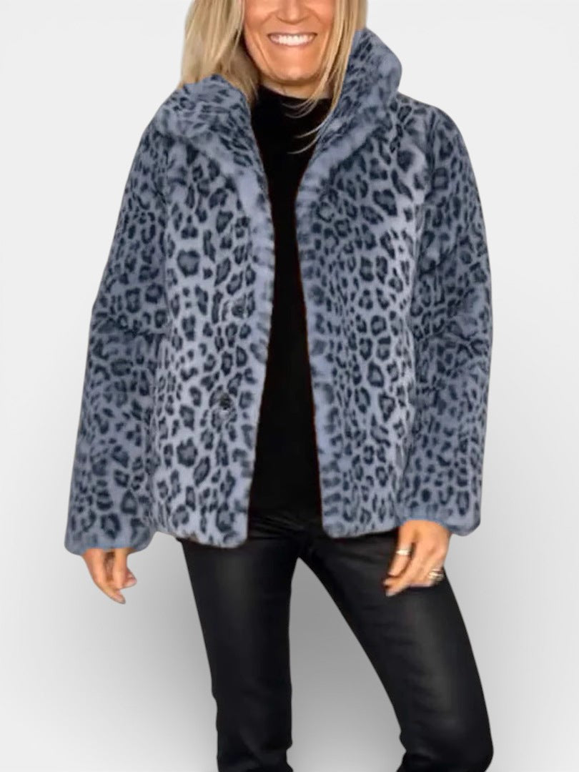 Leopard print coat for women in four colors