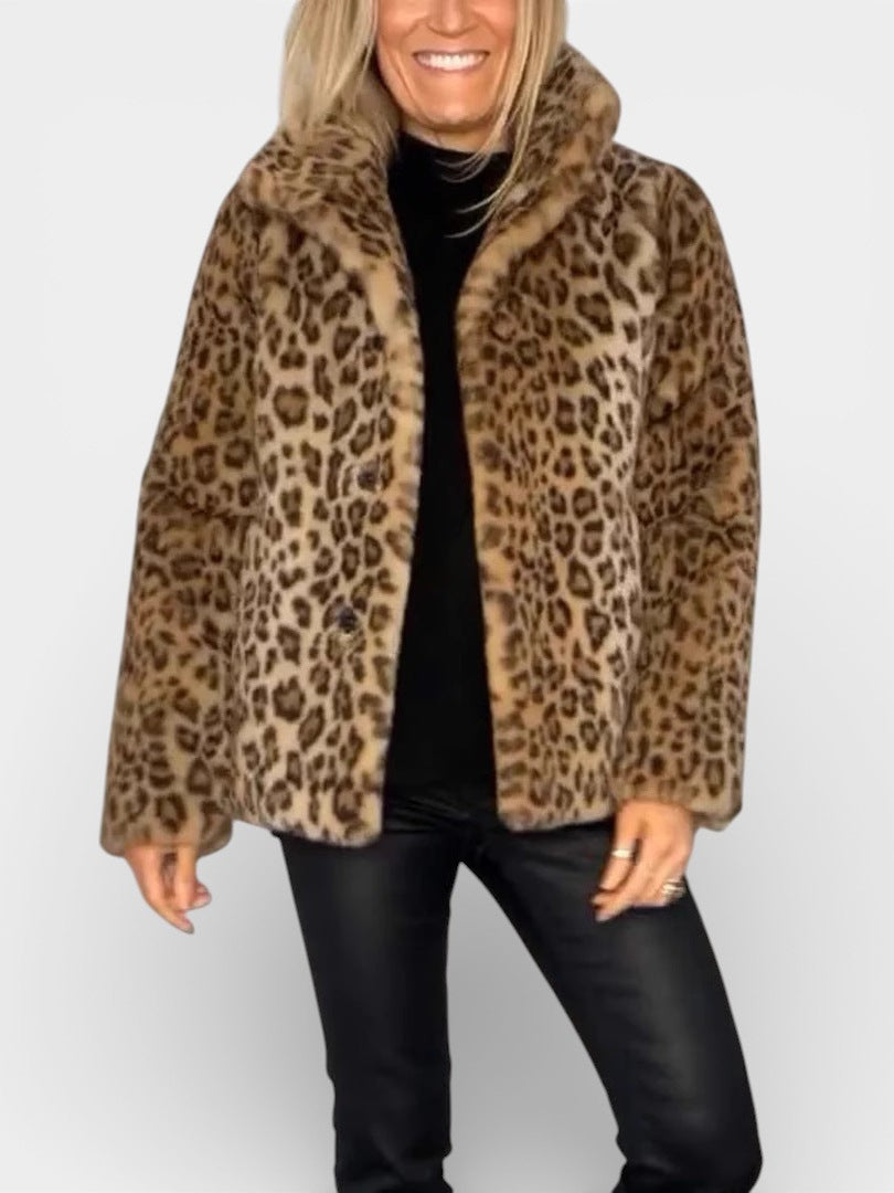 Leopard print coat for women in four colors