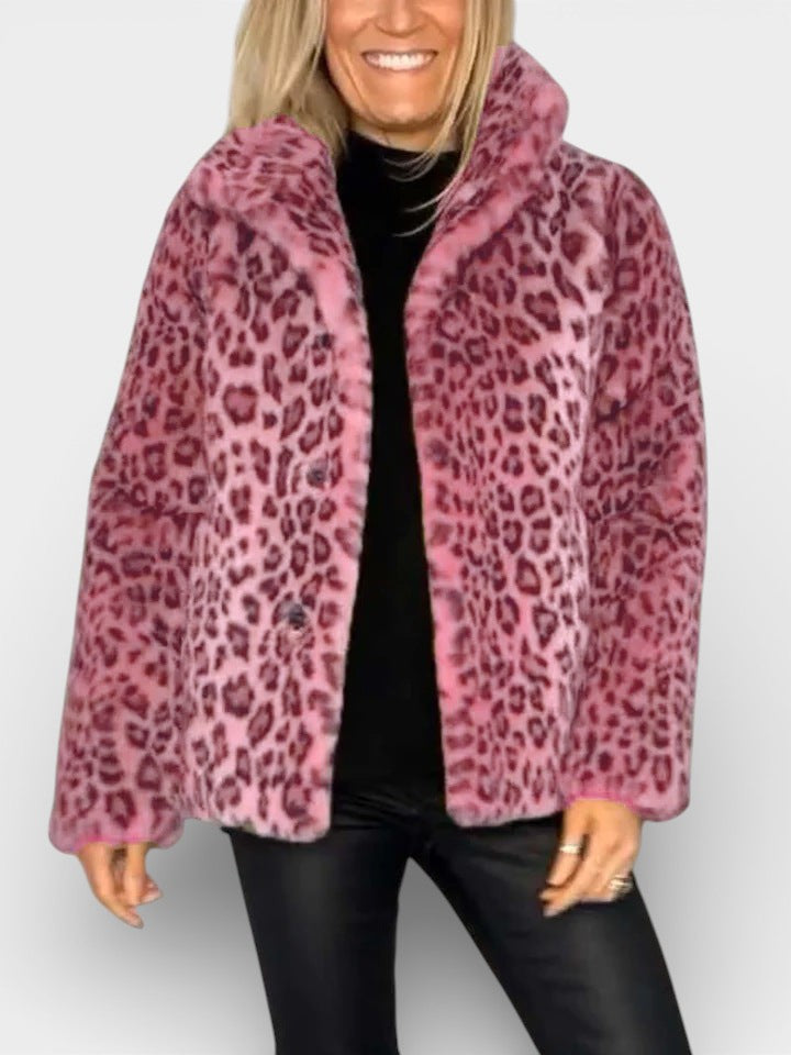 Leopard print coat for women in four colors