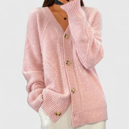 Knit cardigan for women in red, apricot, khaki and pink