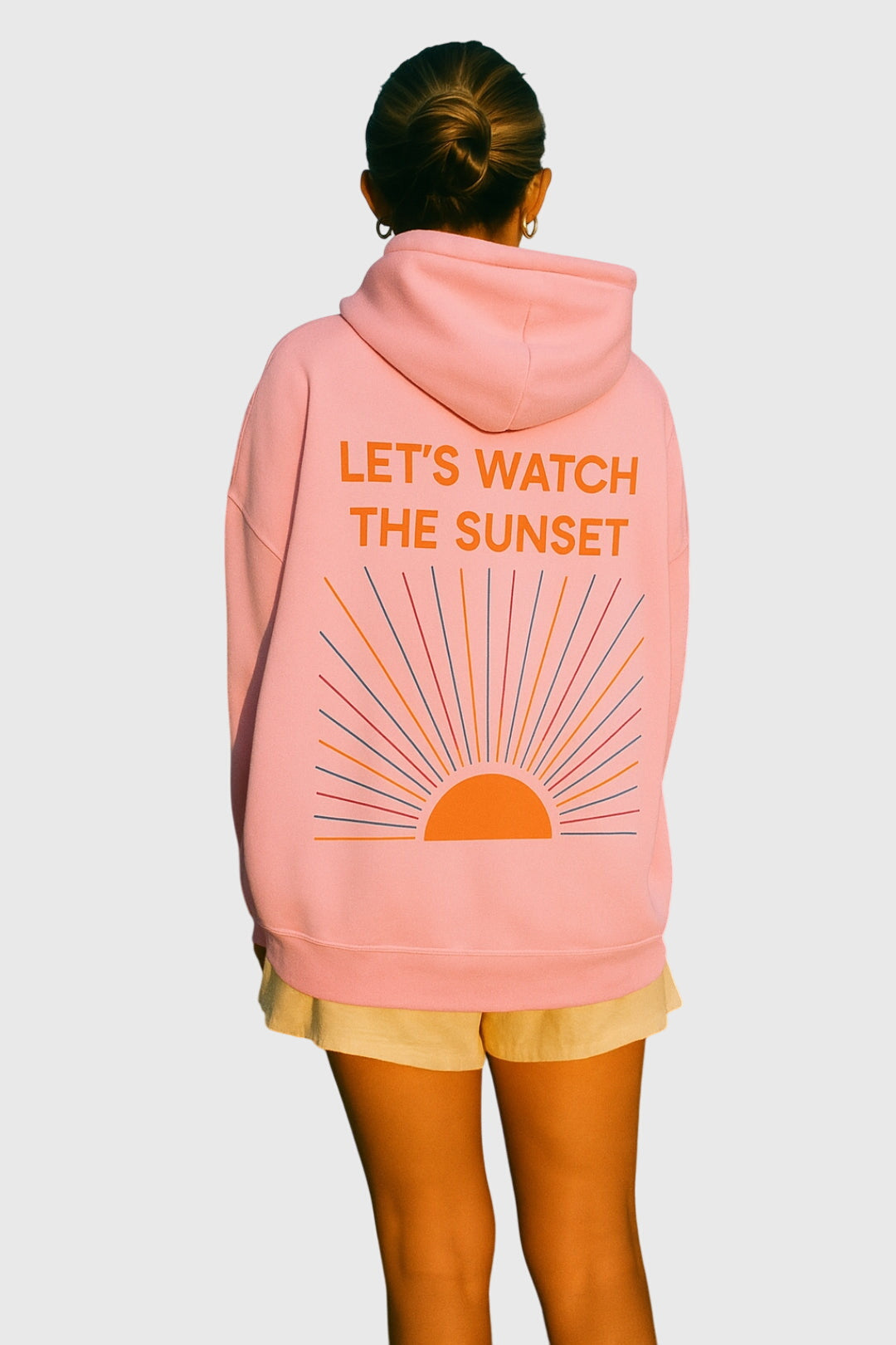 Pullover hoodie in white, pink and blue for women