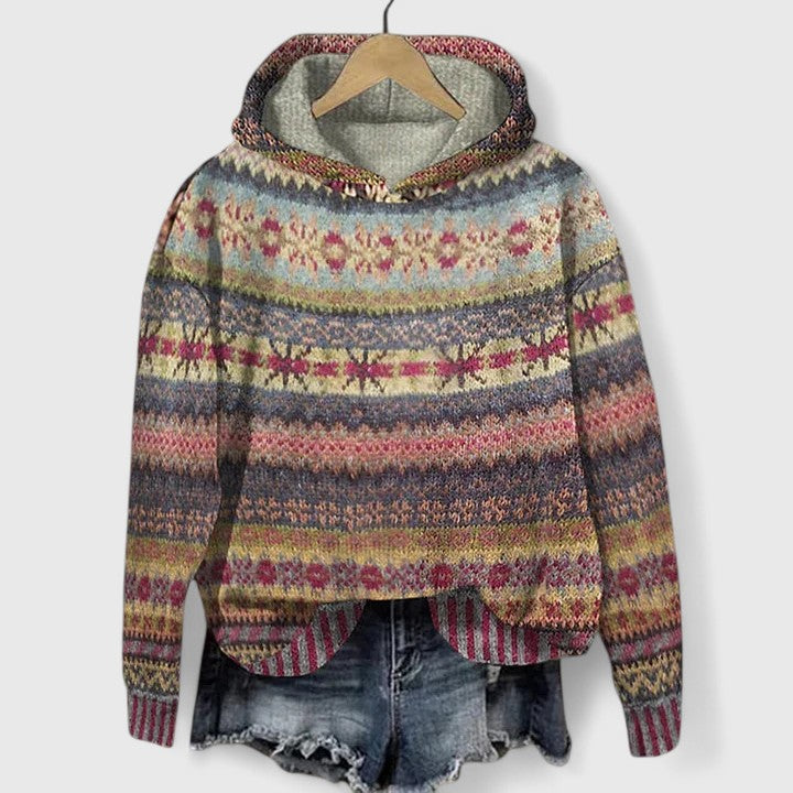 Sweatshirt for women in brown, blue and green