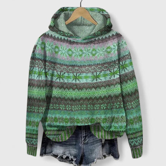 Sweatshirt for women in brown, blue and green