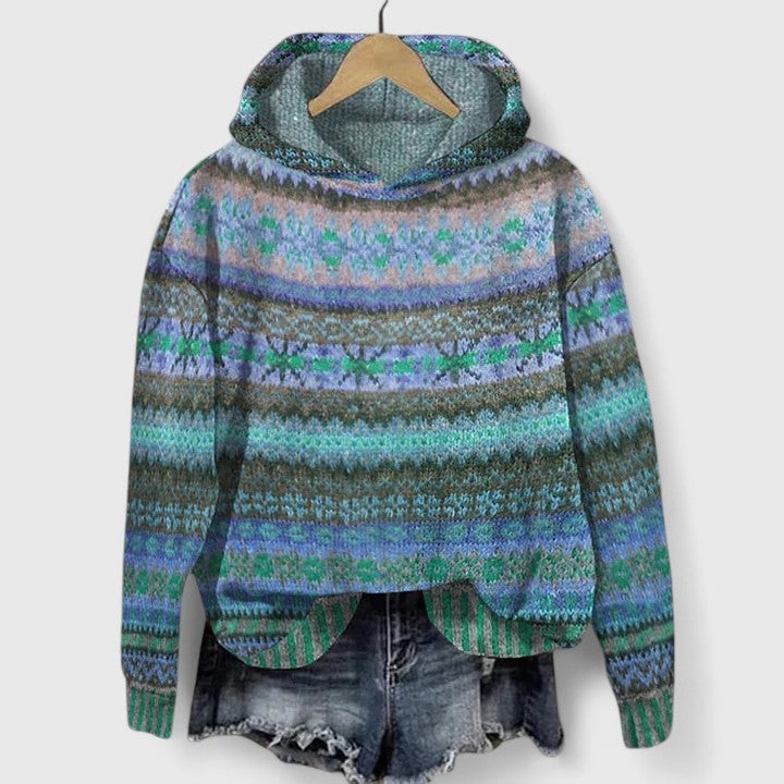 Sweatshirt for women in brown, blue and green