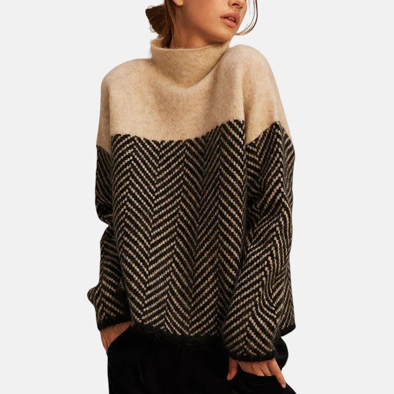 Herringbone knit sweater for women