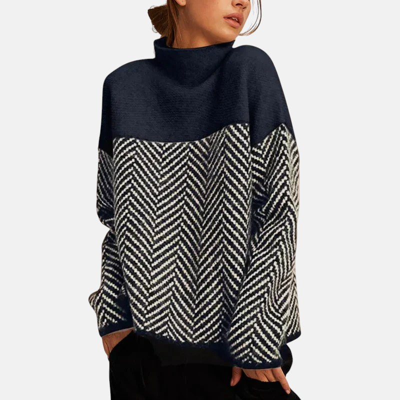 Herringbone knit sweater for women