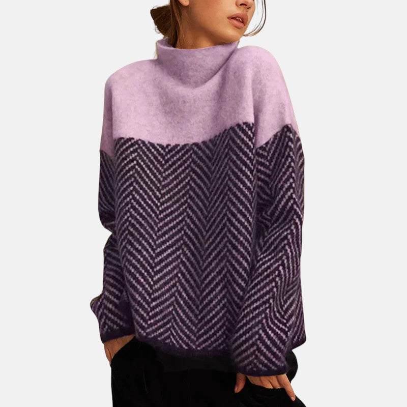 Herringbone knit sweater for women