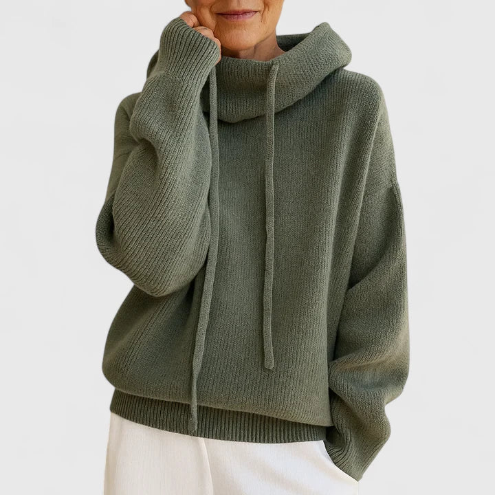 Relaxed hoodie in green, brown and blue for women