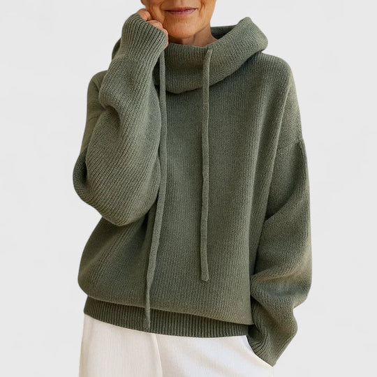 Relaxed hoodie in green, brown and blue for women