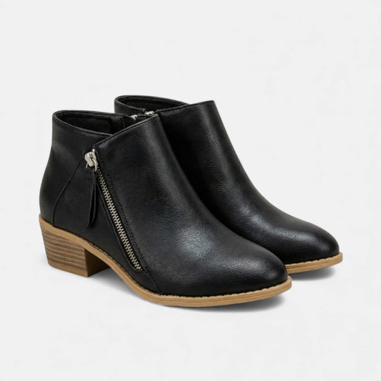 Georgia | Side Zip Stacked Heel Boots