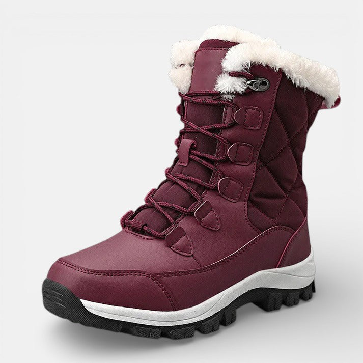 Winter boots in black, white and red for women