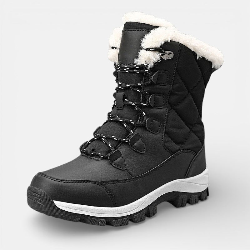 Winter boots in black, white and red for women