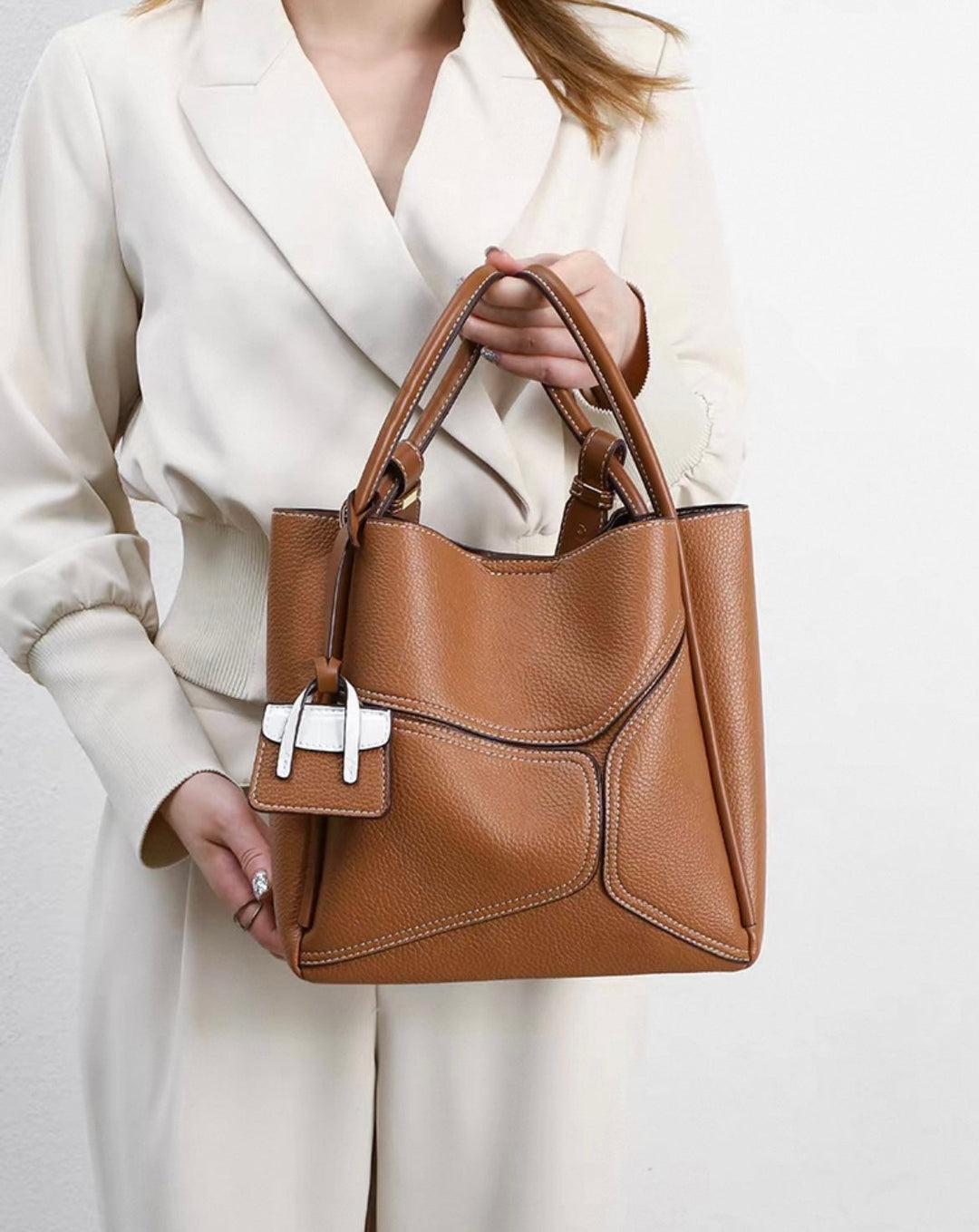 Nicolette | Classic Cowhide Leather Tote Bag
