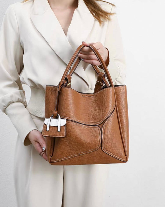 Nicolette | Classic Cowhide Leather Tote Bag